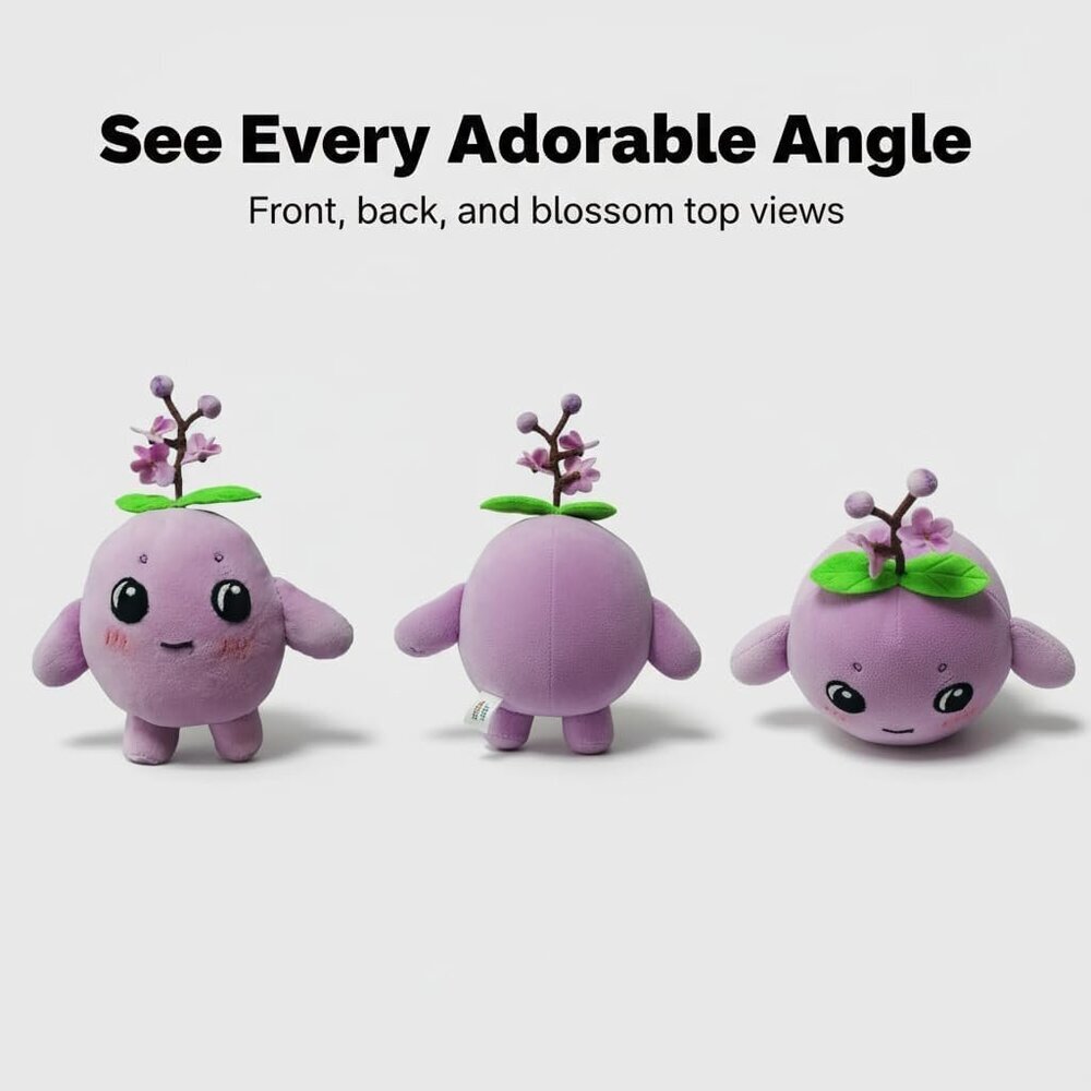 Unique Purple Plush Handmade Soft Stuffed Plum Doll Original Design Cute - Picture 3 of 6